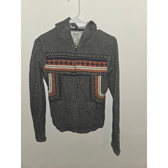 Lucky brand Lucky lotus Sweaters - Lucky brand lucky Lotus Southwestern Geo Embroidered Gray FullZip Hoodie sweater